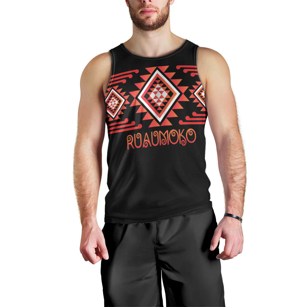 Aotearoa Atua Ruaumoko Personalised Men Tank Top Maori Powerful God Taniko Motifs