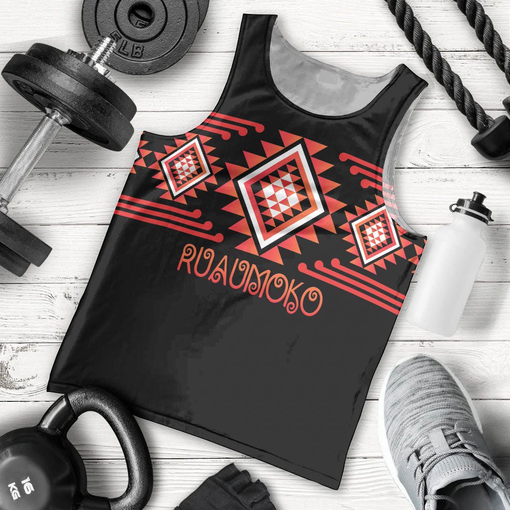 Aotearoa Atua Ruaumoko Personalised Men Tank Top Maori Powerful God Taniko Motifs