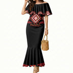 Aotearoa Atua Ruaumoko Personalised Mermaid Dress Maori Powerful God Taniko Motifs