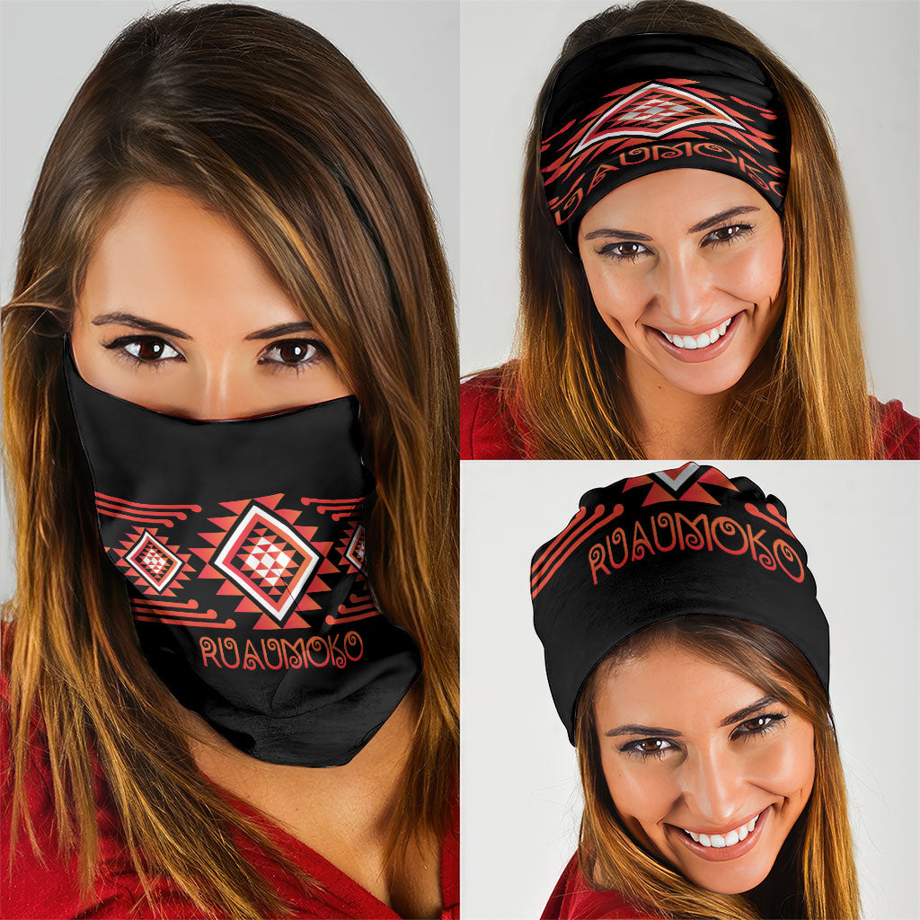 Aotearoa Atua Ruaumoko Neck Gaiter Maori Powerful God Taniko Motifs