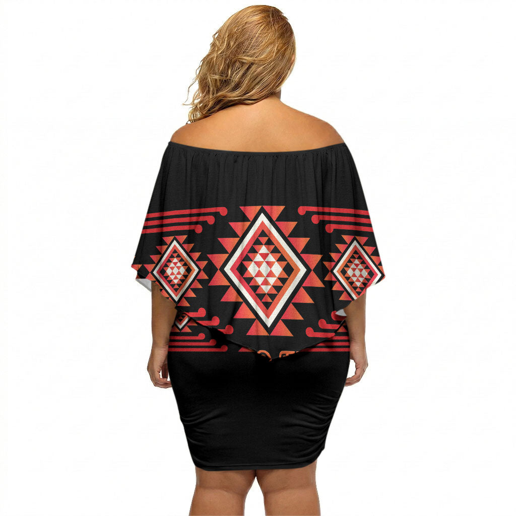 Aotearoa Atua Ruaumoko Personalised Off Shoulder Short Dress Maori Powerful God Taniko Motifs