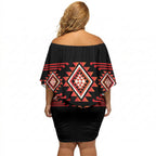 Aotearoa Atua Ruaumoko Personalised Off Shoulder Short Dress Maori Powerful God Taniko Motifs