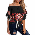 Aotearoa Atua Ruaumoko Personalised Off Shoulder Wrap Waist Top Maori Powerful God Taniko Motifs