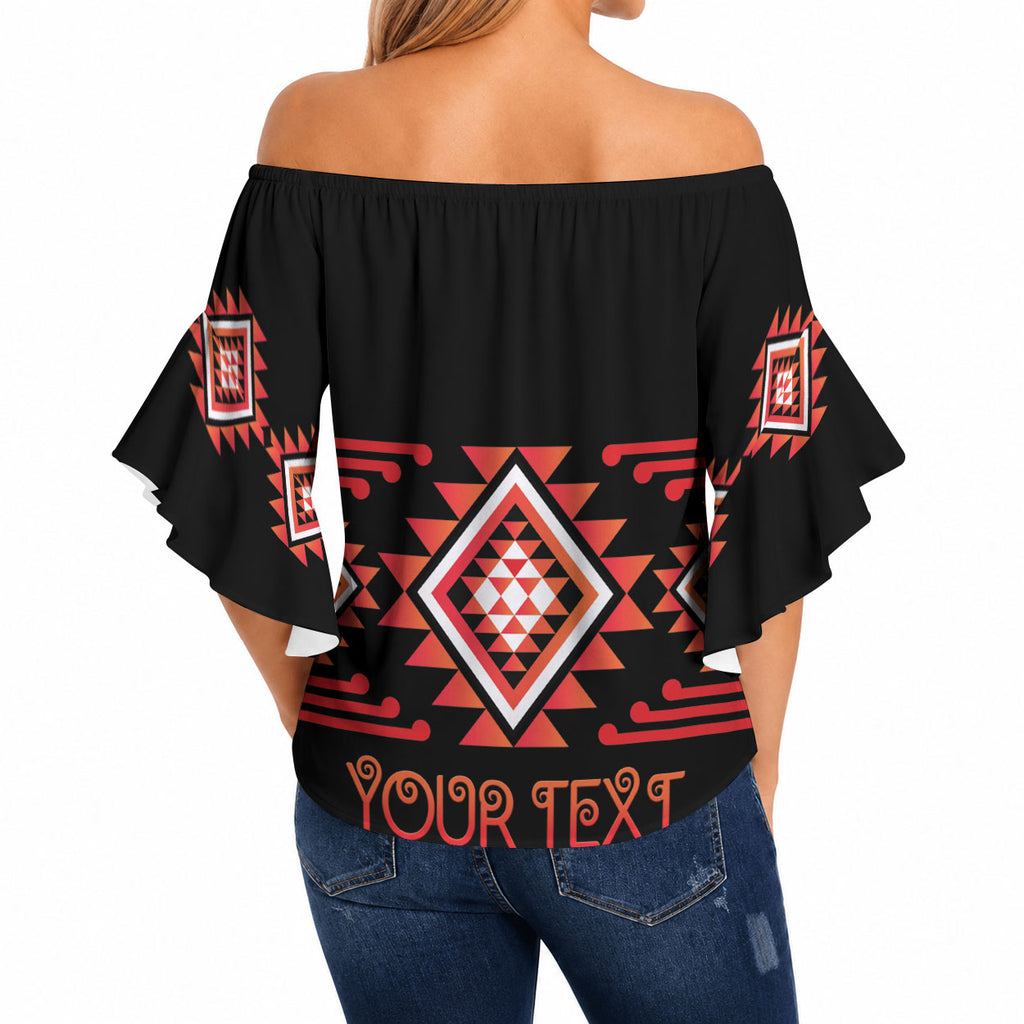Aotearoa Atua Ruaumoko Personalised Off Shoulder Wrap Waist Top Maori Powerful God Taniko Motifs