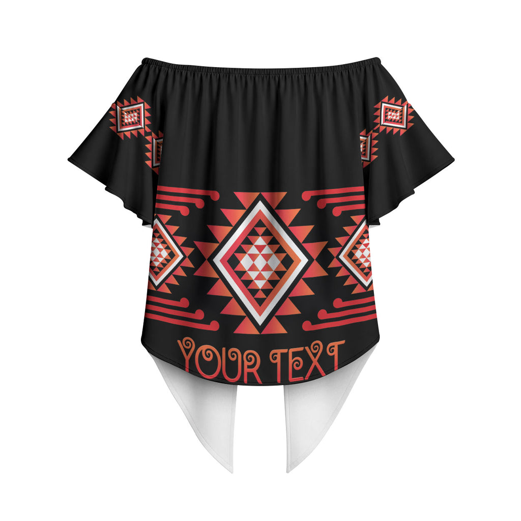 Aotearoa Atua Ruaumoko Personalised Off Shoulder Wrap Waist Top Maori Powerful God Taniko Motifs