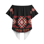 Aotearoa Atua Ruaumoko Personalised Off Shoulder Wrap Waist Top Maori Powerful God Taniko Motifs
