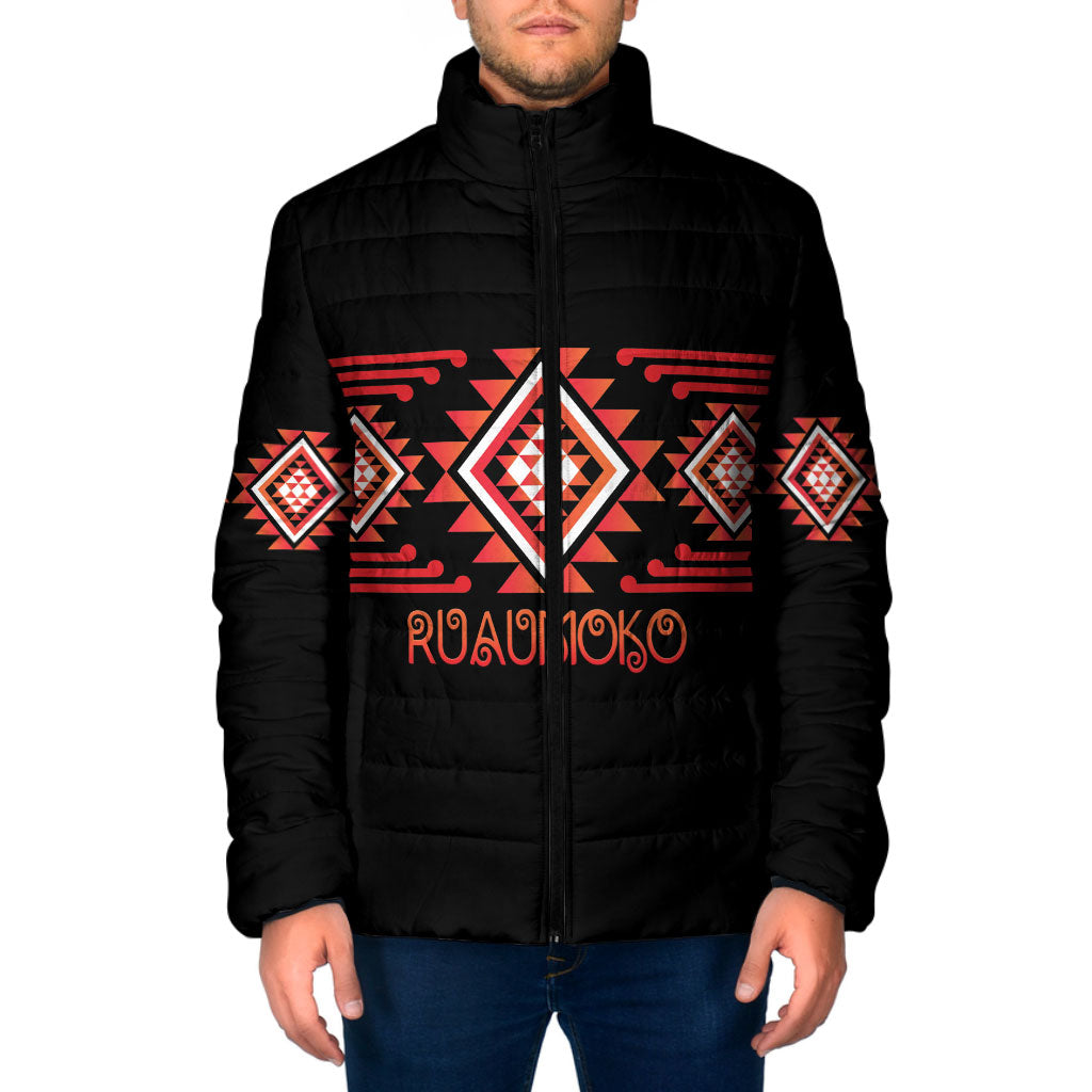 Aotearoa Atua Ruaumoko Personalised Padded Jacket Maori Powerful God Taniko Motifs