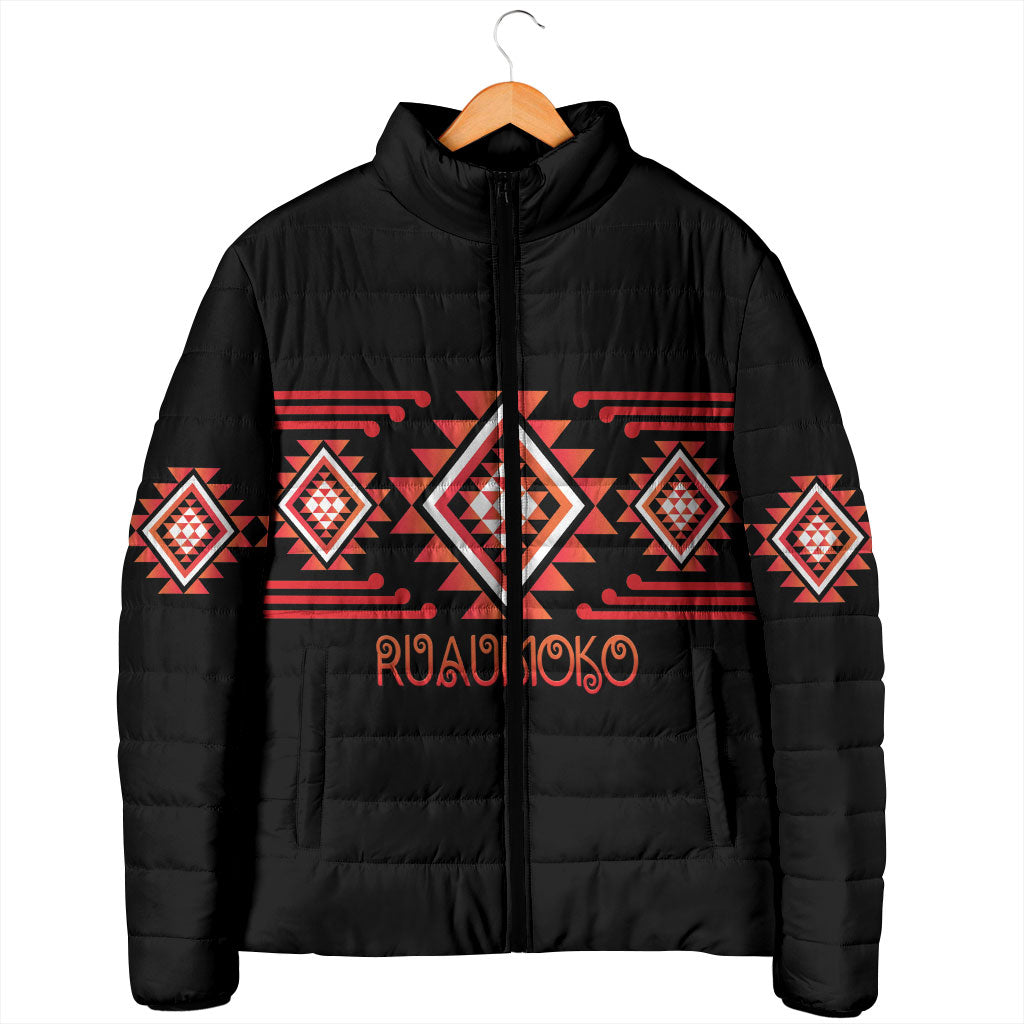 Aotearoa Atua Ruaumoko Personalised Padded Jacket Maori Powerful God Taniko Motifs