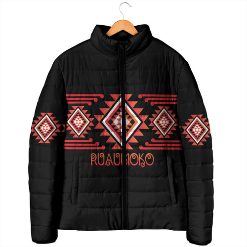 Aotearoa Atua Ruaumoko Personalised Padded Jacket Maori Powerful God Taniko Motifs