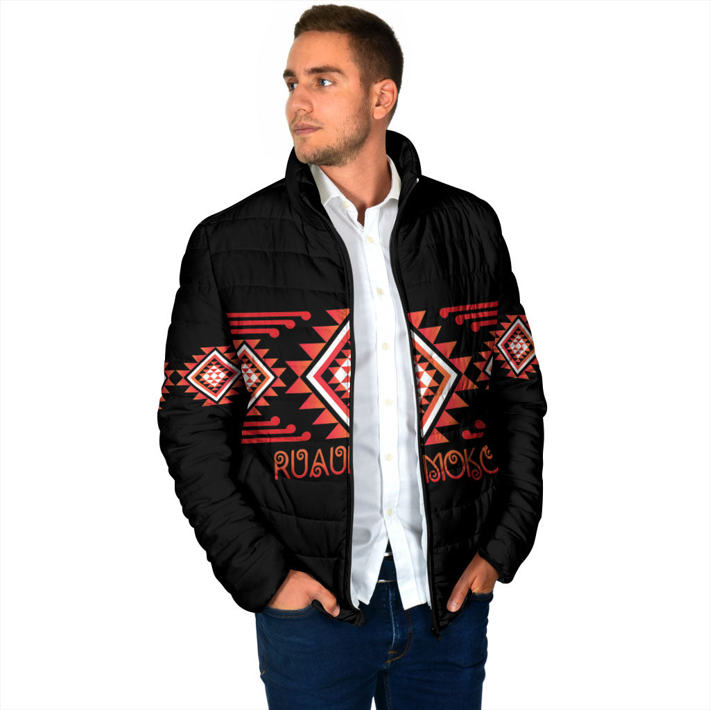 Aotearoa Atua Ruaumoko Personalised Padded Jacket Maori Powerful God Taniko Motifs