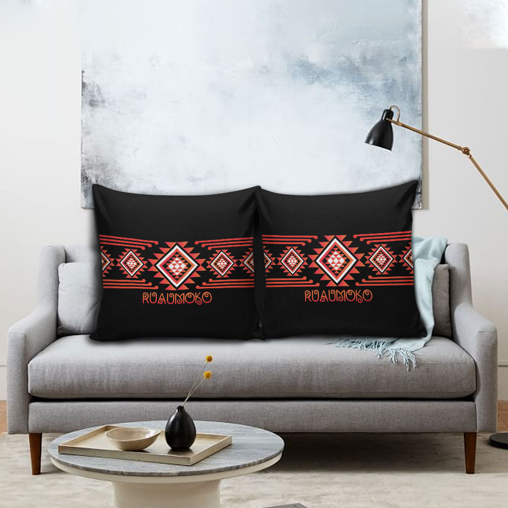 Aotearoa Atua Ruaumoko Pillow Cover Maori Powerful God Taniko Motifs