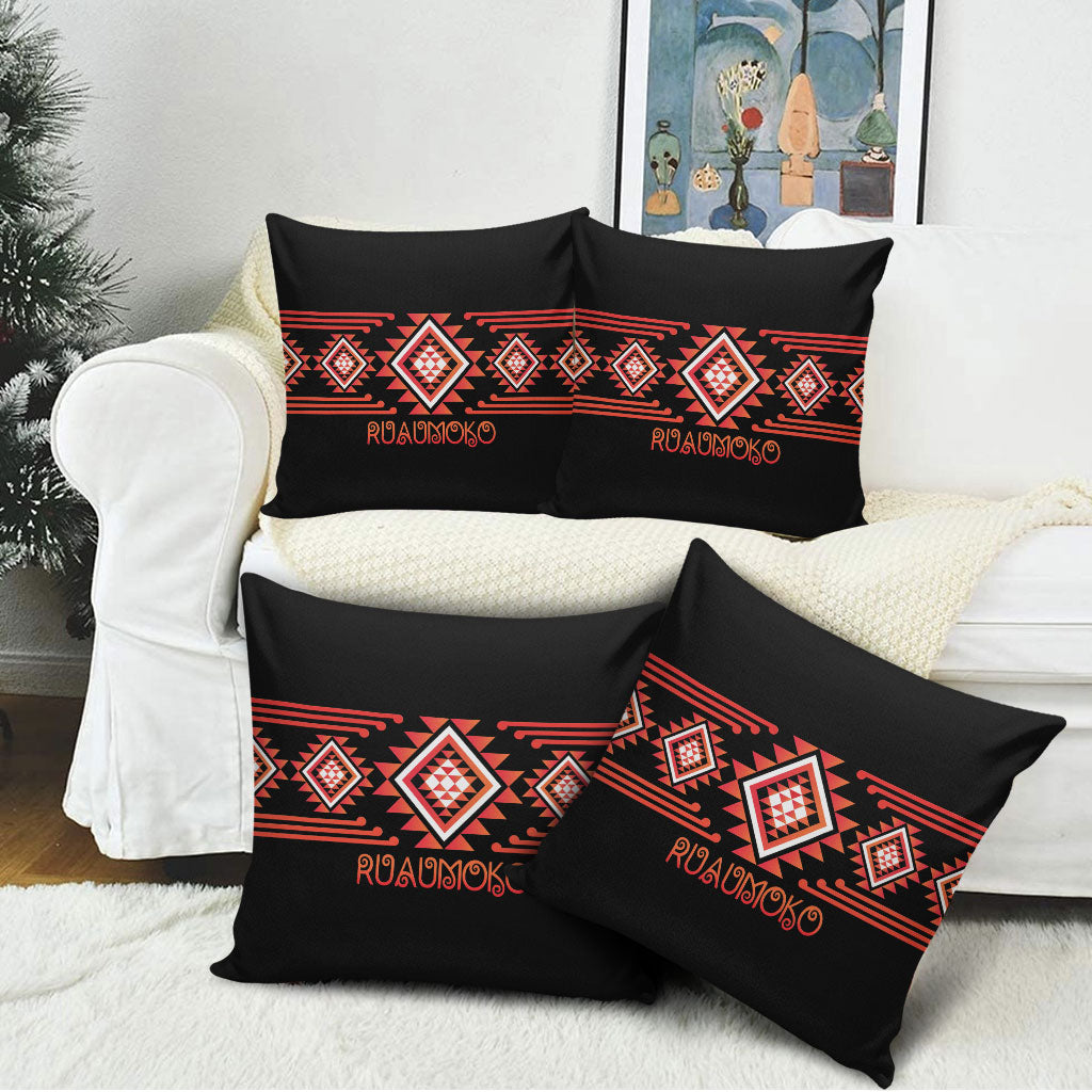 Aotearoa Atua Ruaumoko Pillow Cover Maori Powerful God Taniko Motifs