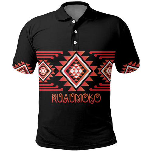 Aotearoa Atua Ruaumoko Personalised Polo Shirt Maori Powerful God Taniko Motifs