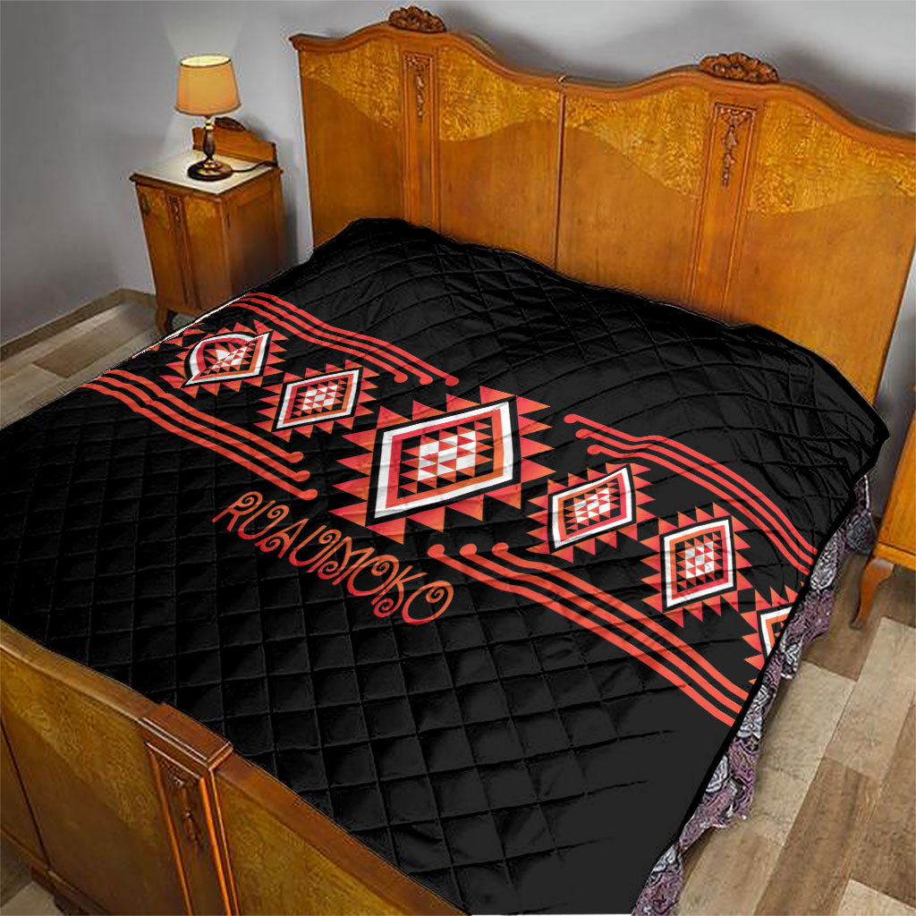 Aotearoa Atua Ruaumoko Quilt Maori Powerful God Taniko Motifs