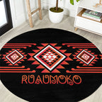 Aotearoa Atua Ruaumoko Round Carpet Maori Powerful God Taniko Motifs