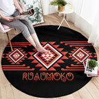 Aotearoa Atua Ruaumoko Round Carpet Maori Powerful God Taniko Motifs