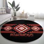 Aotearoa Atua Ruaumoko Round Carpet Maori Powerful God Taniko Motifs