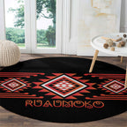 Aotearoa Atua Ruaumoko Round Carpet Maori Powerful God Taniko Motifs