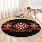 Aotearoa Atua Ruaumoko Round Carpet Maori Powerful God Taniko Motifs