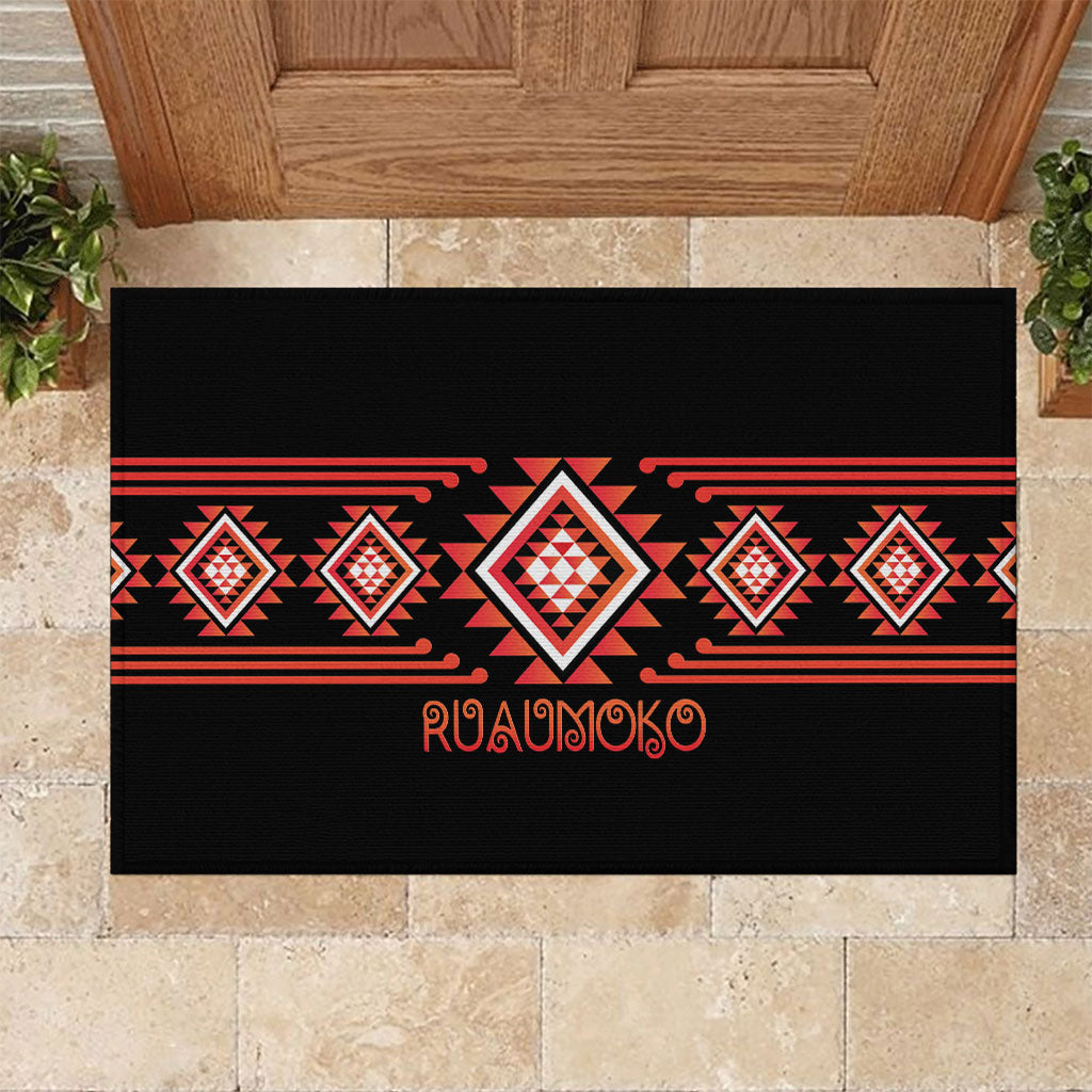 Aotearoa Atua Ruaumoko Rubber Doormat Maori Powerful God Taniko Motifs