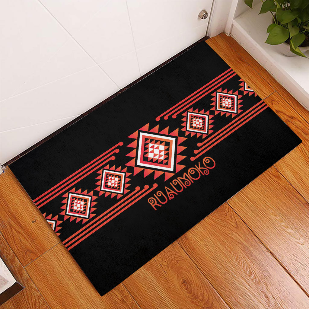 Aotearoa Atua Ruaumoko Rubber Doormat Maori Powerful God Taniko Motifs