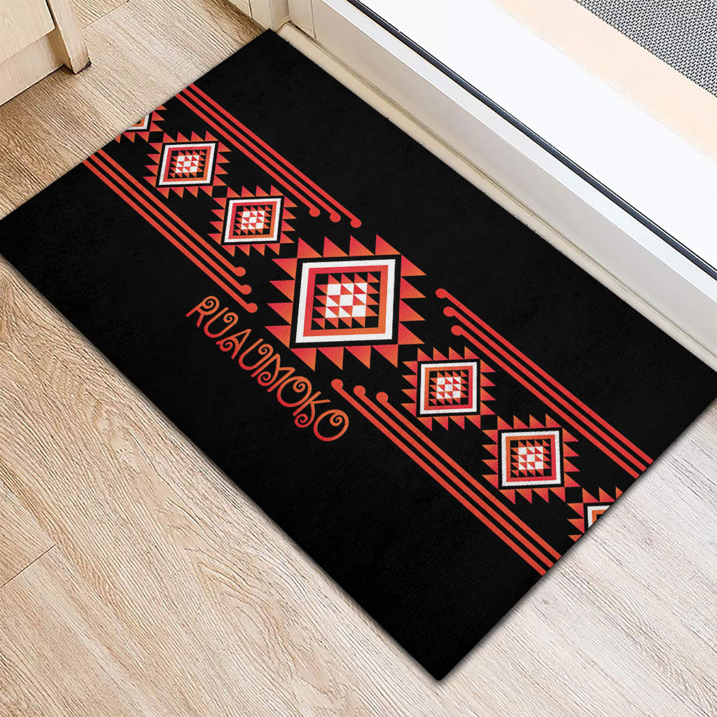 Aotearoa Atua Ruaumoko Rubber Doormat Maori Powerful God Taniko Motifs