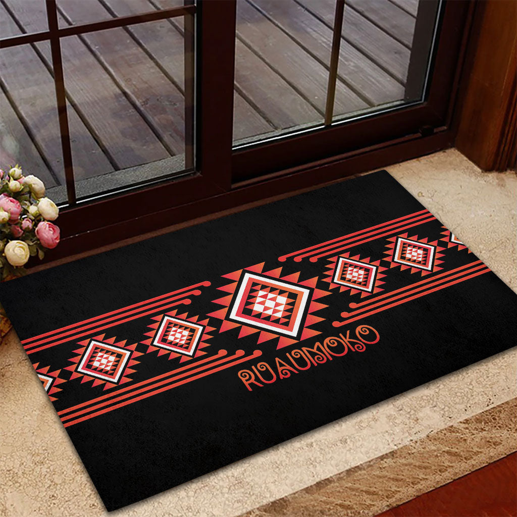 Aotearoa Atua Ruaumoko Rubber Doormat Maori Powerful God Taniko Motifs