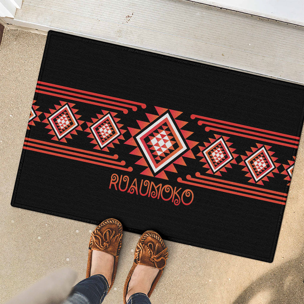 Aotearoa Atua Ruaumoko Rubber Doormat Maori Powerful God Taniko Motifs