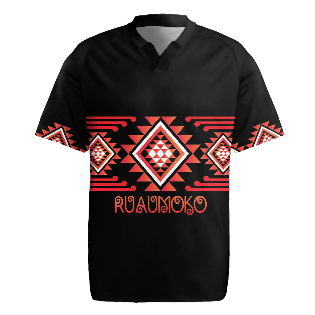Aotearoa Atua Ruaumoko Personalised Rugby Jersey Maori Powerful God Taniko Motifs