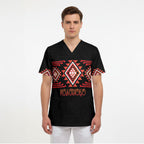 Aotearoa Atua Ruaumoko Personalised Scrub Top Maori Powerful God Taniko Motifs