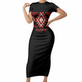 Aotearoa Atua Ruaumoko Personalised Short Sleeve Bodycon Dress Maori Powerful God Taniko Motifs