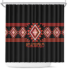Aotearoa Atua Ruaumoko Shower Curtain Maori Powerful God Taniko Motifs