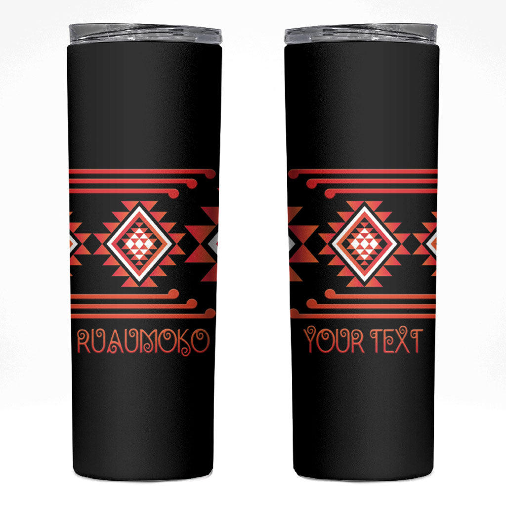 Aotearoa Atua Ruaumoko Personalised Skinny Tumbler Maori Powerful God Taniko Motifs