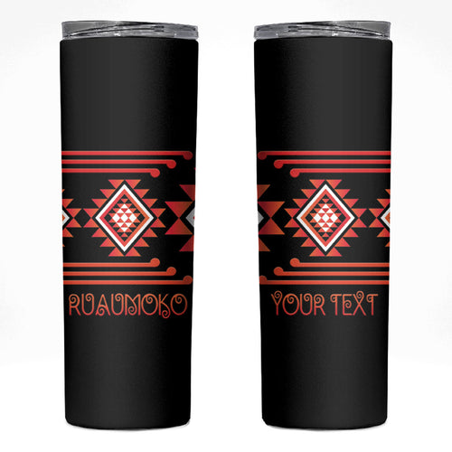 Aotearoa Atua Ruaumoko Personalised Skinny Tumbler Maori Powerful God Taniko Motifs