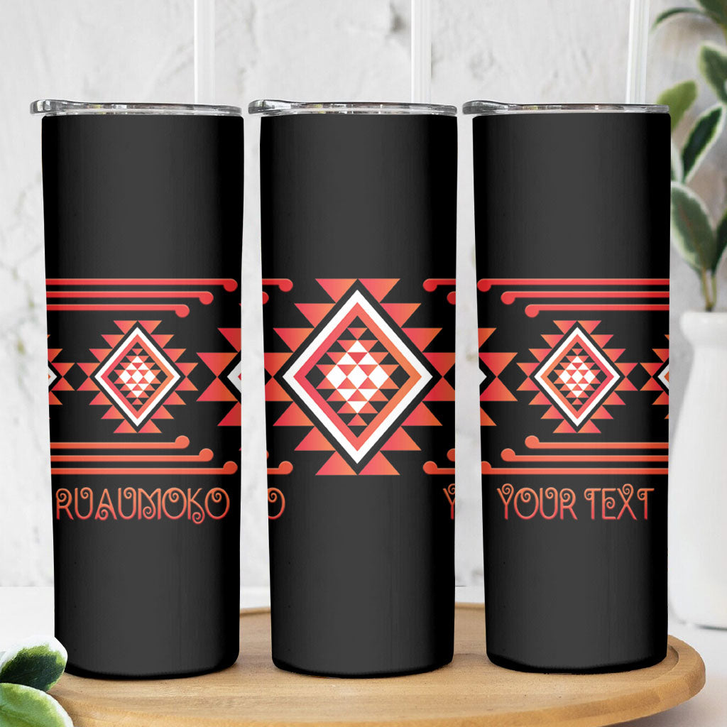 Aotearoa Atua Ruaumoko Personalised Skinny Tumbler Maori Powerful God Taniko Motifs