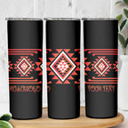 Aotearoa Atua Ruaumoko Personalised Skinny Tumbler Maori Powerful God Taniko Motifs