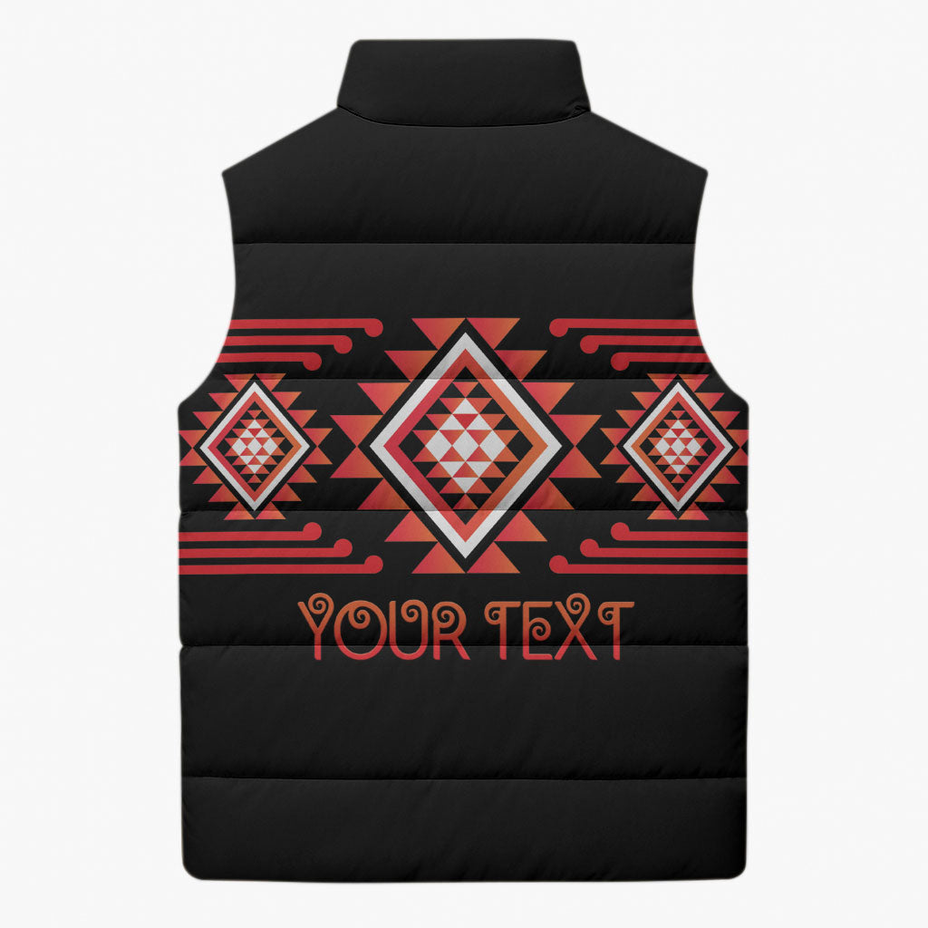 Aotearoa Atua Ruaumoko Personalised Sleeveless Puffer Jacket Maori Powerful God Taniko Motifs