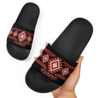 Aotearoa Atua Ruaumoko Slide Sandals Maori Powerful God Taniko Motifs