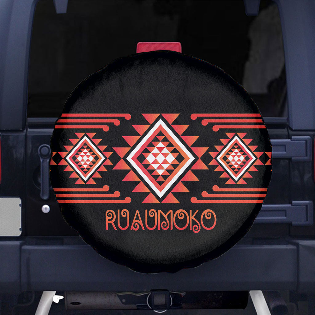 Aotearoa Atua Ruaumoko Spare Tire Cover Maori Powerful God Taniko Motifs
