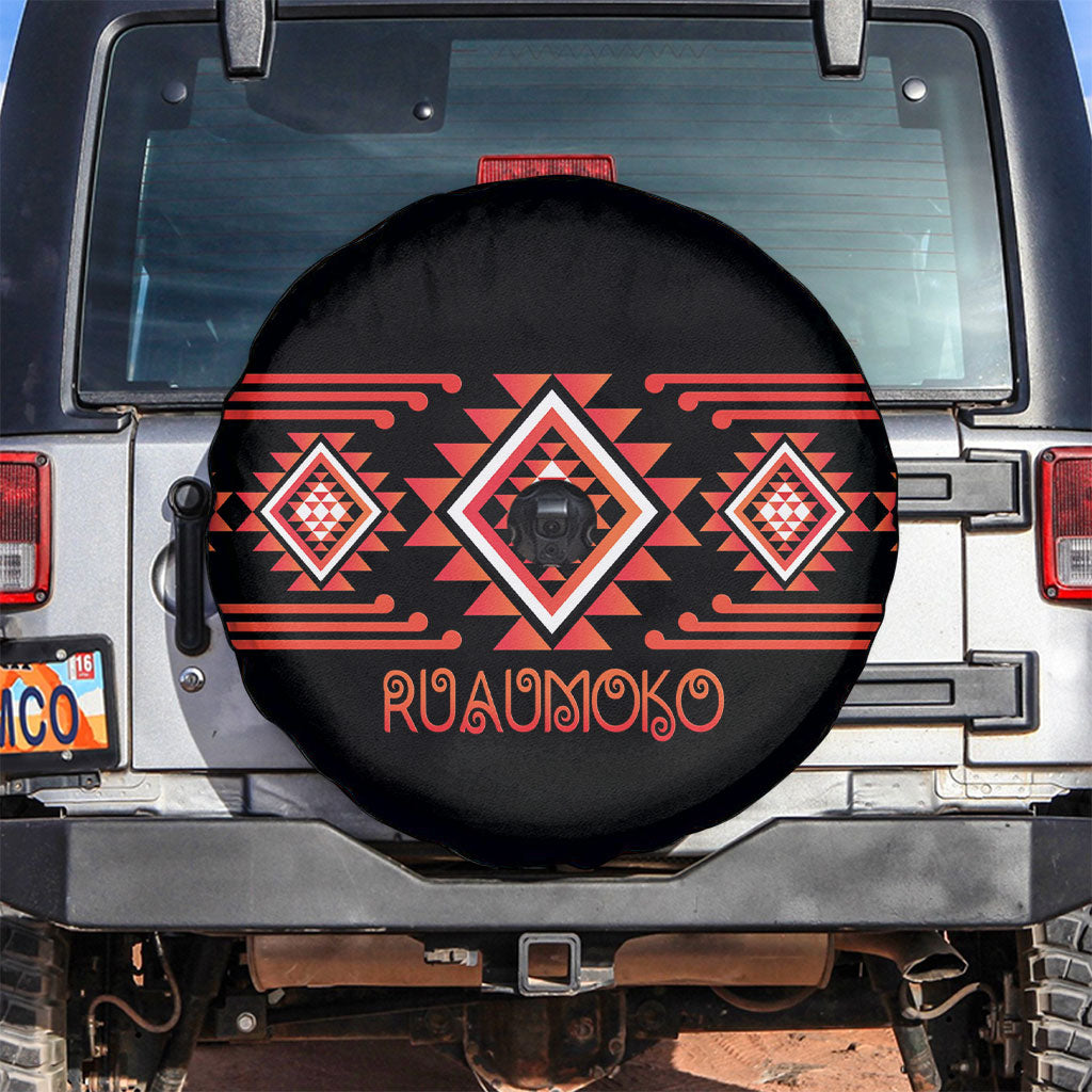 Aotearoa Atua Ruaumoko Spare Tire Cover Maori Powerful God Taniko Motifs