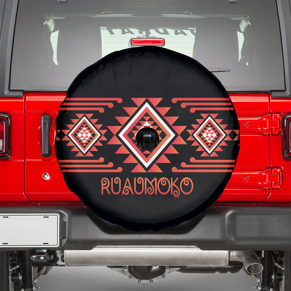 Aotearoa Atua Ruaumoko Spare Tire Cover Maori Powerful God Taniko Motifs