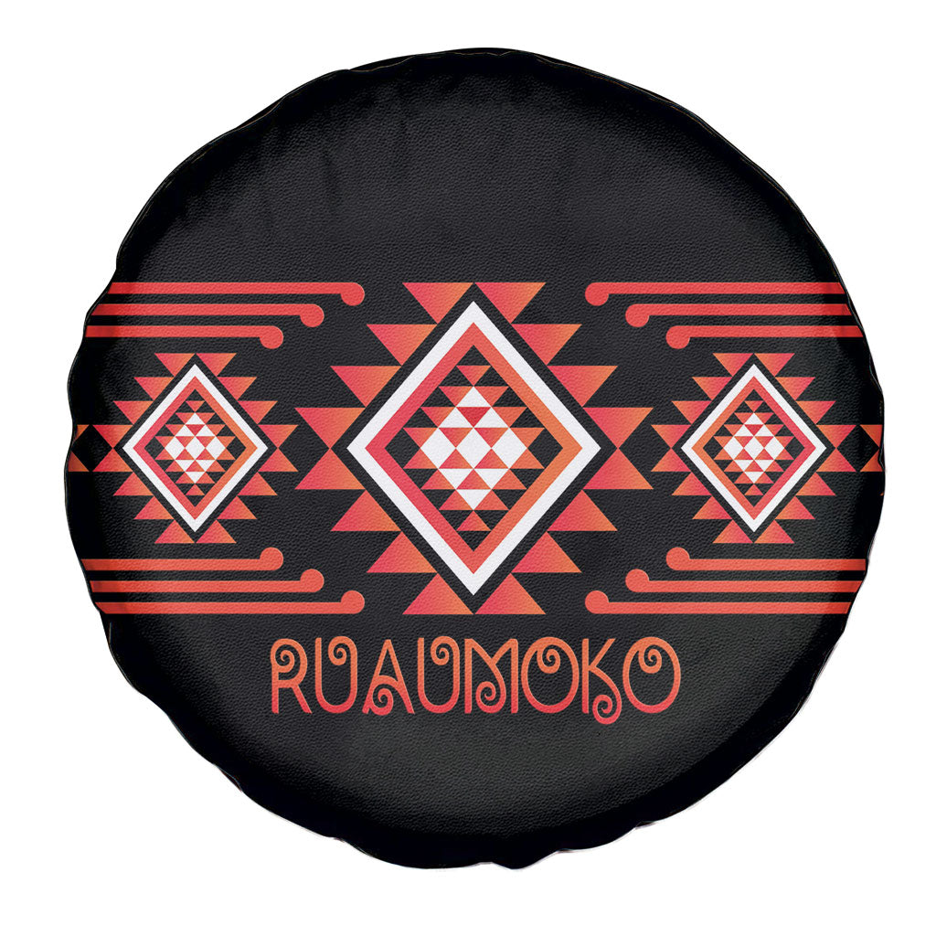 Aotearoa Atua Ruaumoko Spare Tire Cover Maori Powerful God Taniko Motifs
