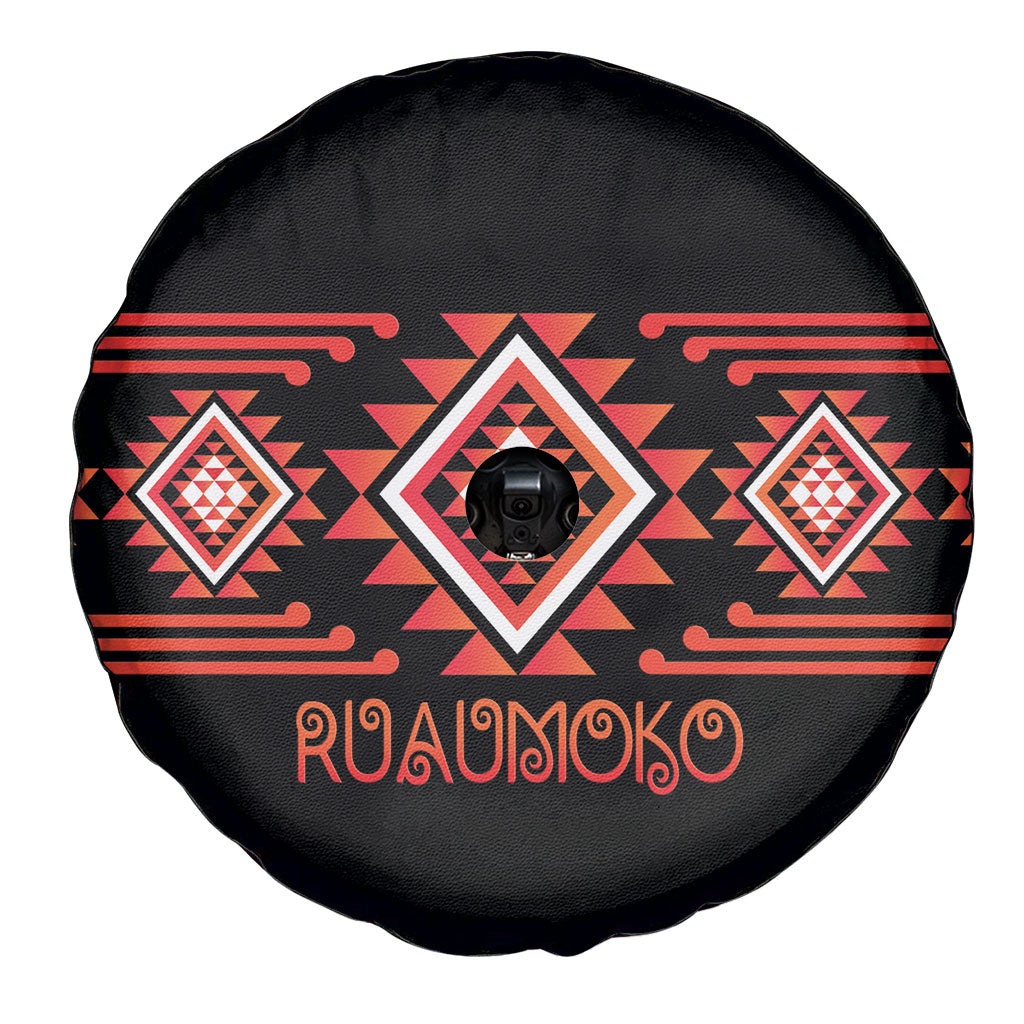 Aotearoa Atua Ruaumoko Spare Tire Cover Maori Powerful God Taniko Motifs
