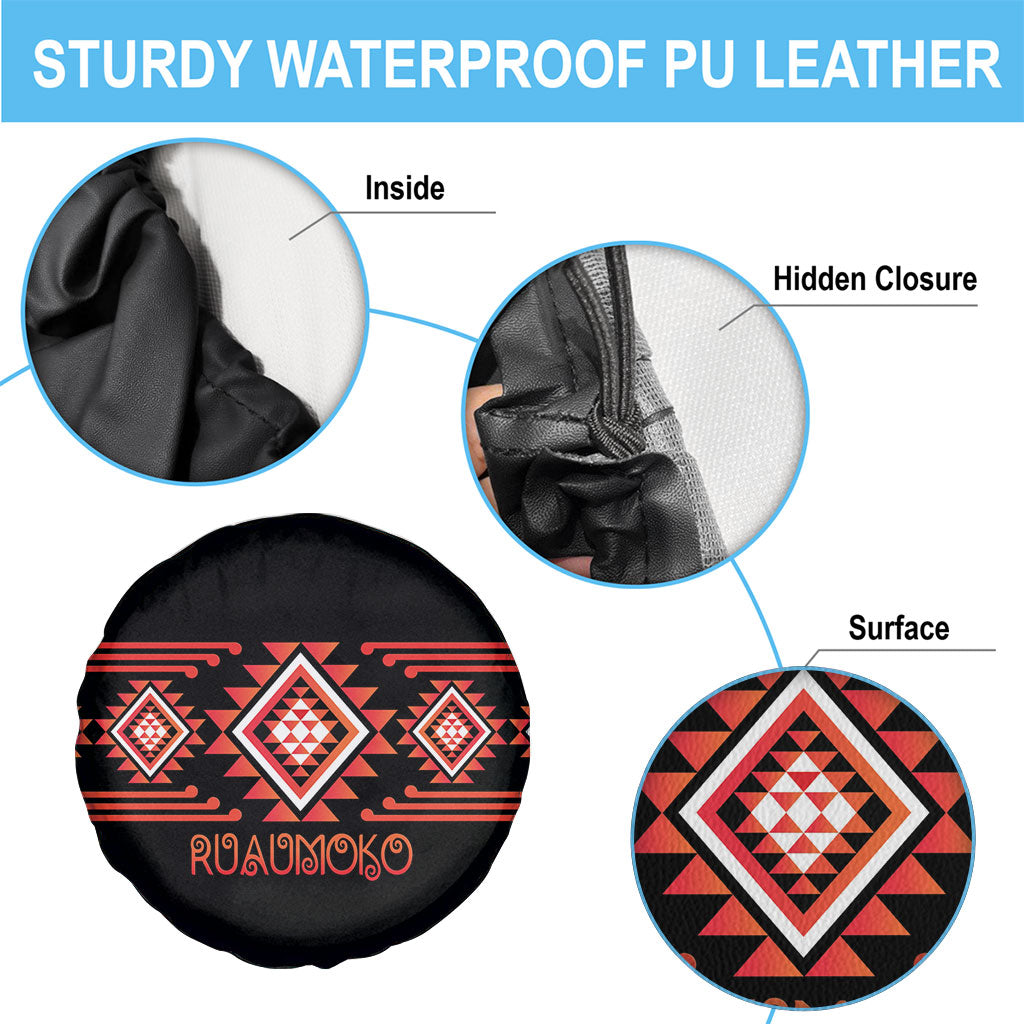 Aotearoa Atua Ruaumoko Spare Tire Cover Maori Powerful God Taniko Motifs