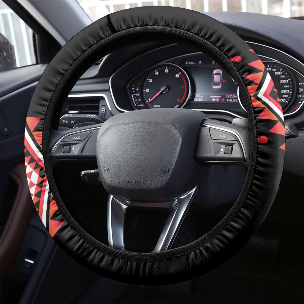 Aotearoa Atua Ruaumoko Steering Wheel Cover Maori Powerful God Taniko Motifs