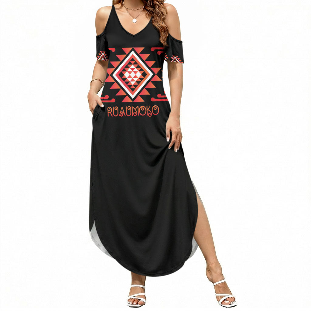 Aotearoa Atua Ruaumoko Personalised Summer Maxi Dress Maori Powerful God Taniko Motifs