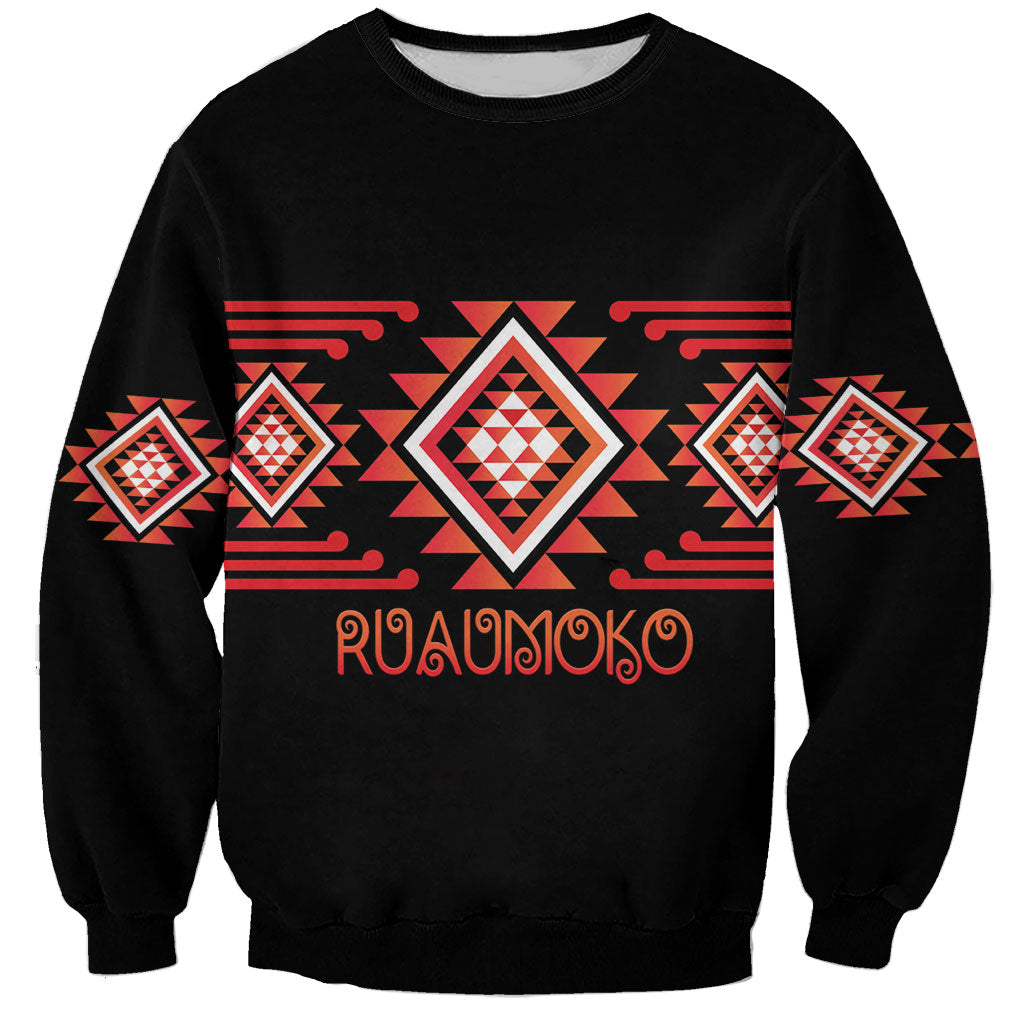 Aotearoa Atua Ruaumoko Personalised Sweatshirt Maori Powerful God Taniko Motifs
