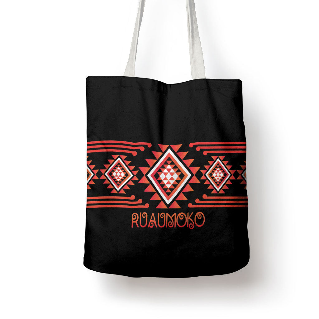 Aotearoa Atua Ruaumoko Tote Bag Maori Powerful God Taniko Motifs