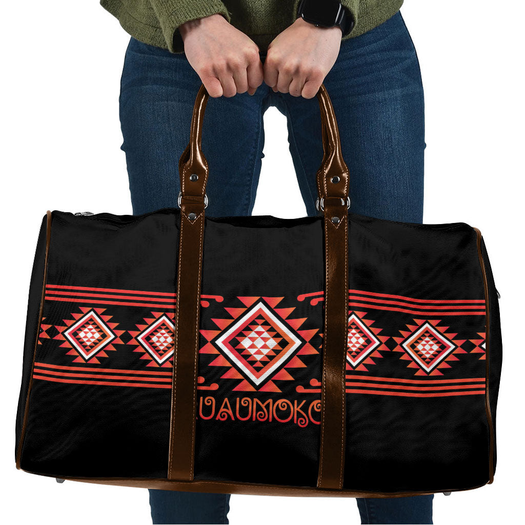 Aotearoa Atua Ruaumoko Travel Bag Maori Powerful God Taniko Motifs
