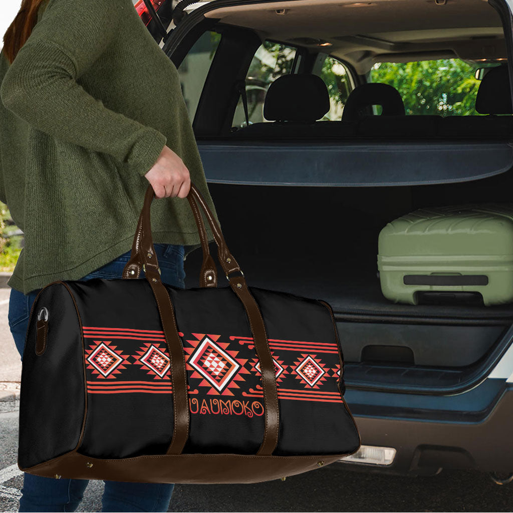 Aotearoa Atua Ruaumoko Travel Bag Maori Powerful God Taniko Motifs